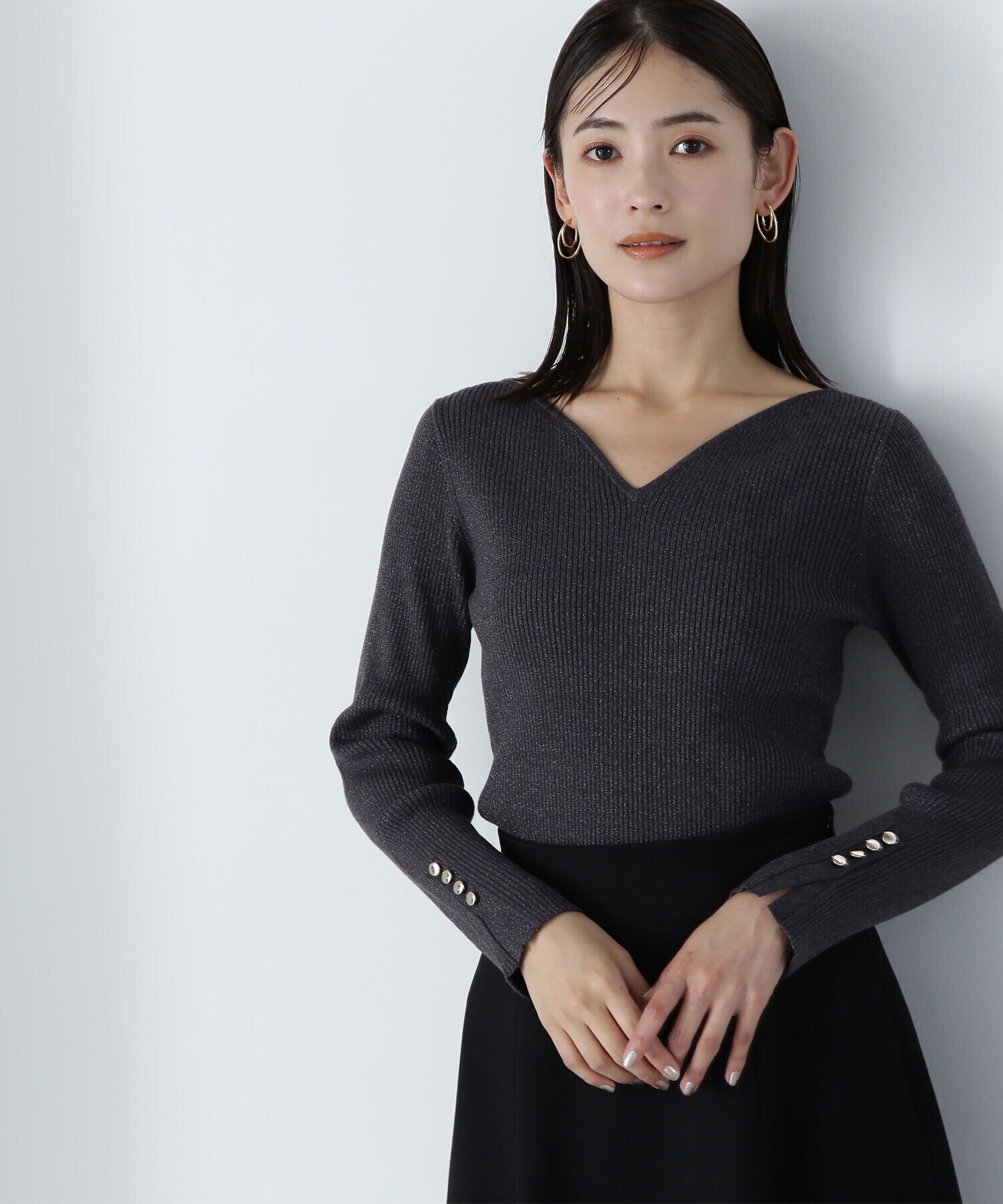 ニュアンスネックラメリブニット 24AW|NATURAL BEAUTY BASIC(ナチュラルビューティーベーシック)の通販｜アイルミネ