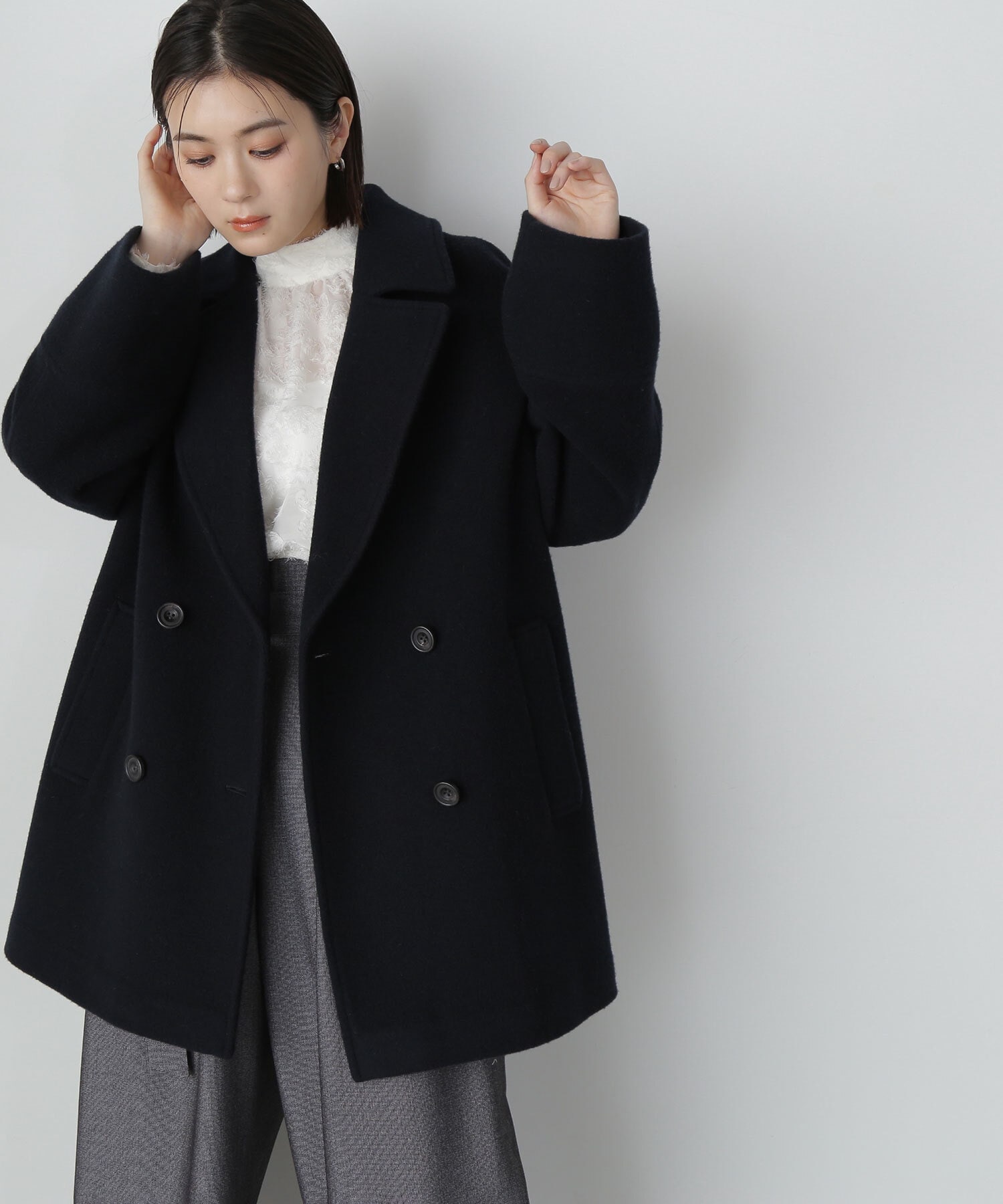 ダブルブレストフォルムミドルコート　24AW