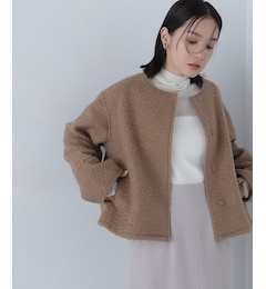 ノーカラーウェーブシャギーブルゾン　24AW