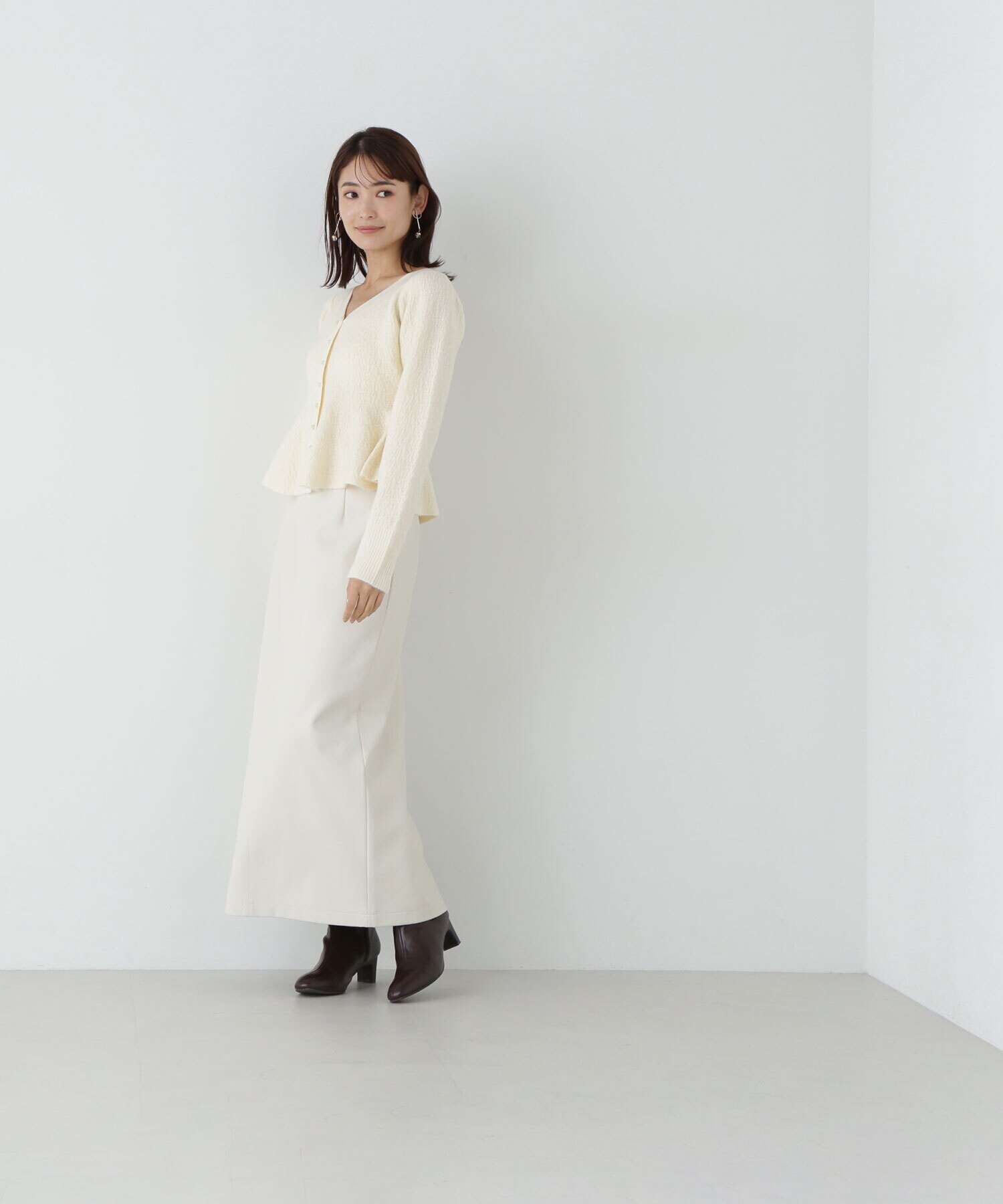 リンクスペプラムカーディガン 24AW|NATURAL BEAUTY BASIC