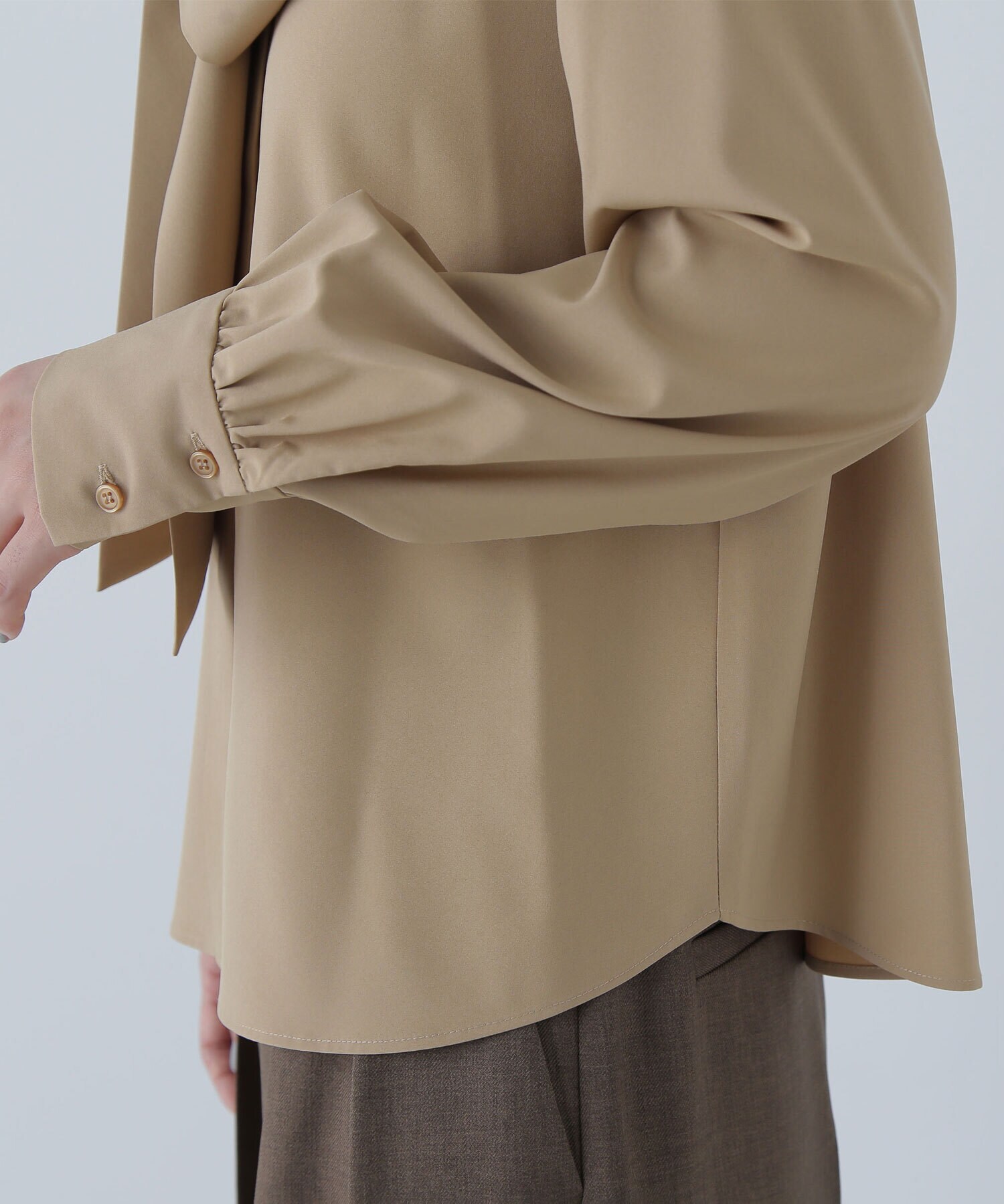 NATURAL BEAUTY BASIC ブラウス シャツ Vネックリボンタイ