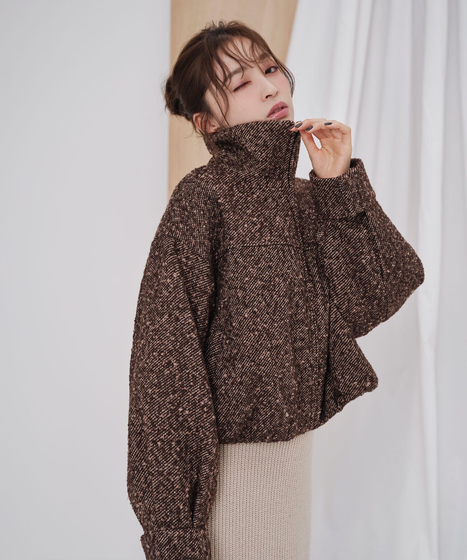 ウーリーフォルムハーフコート|NATURAL BEAUTY BASIC(ナチュラル