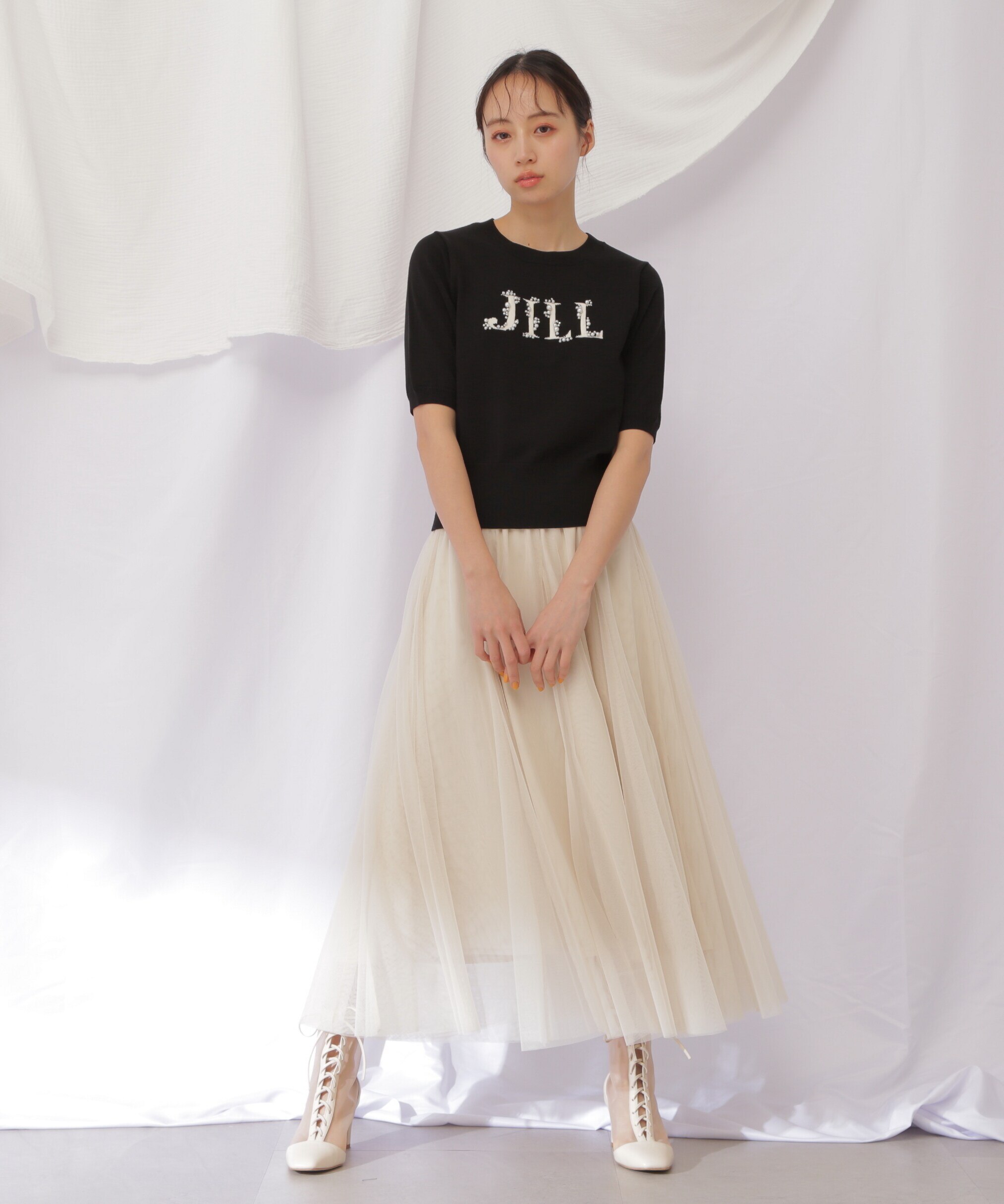 半袖ロゴジャガードビジューニット|JILL by JILL STUART(ジル バイ