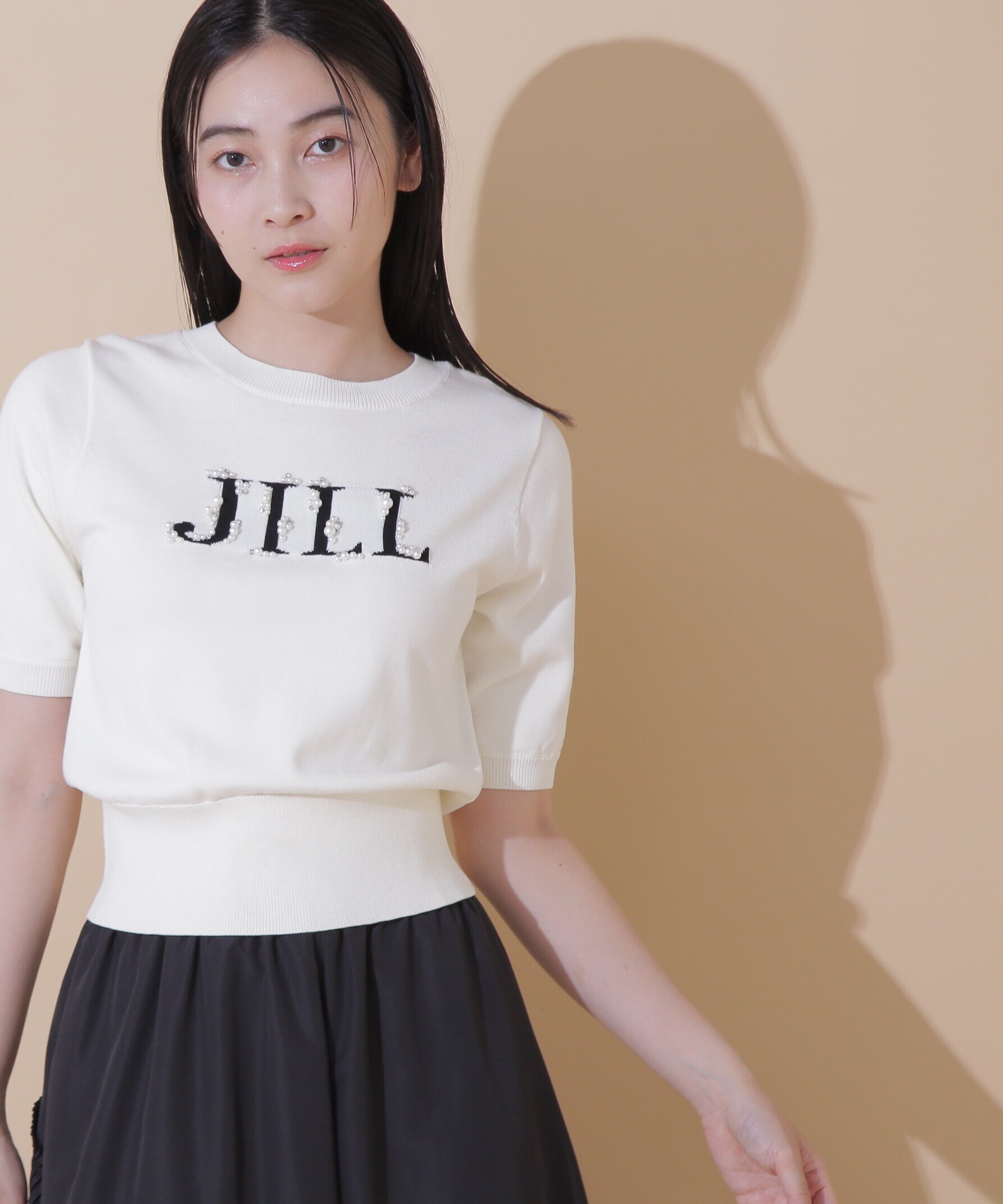 半袖ロゴジャガードビジューニット|JILL by JILL STUART(ジル バイ