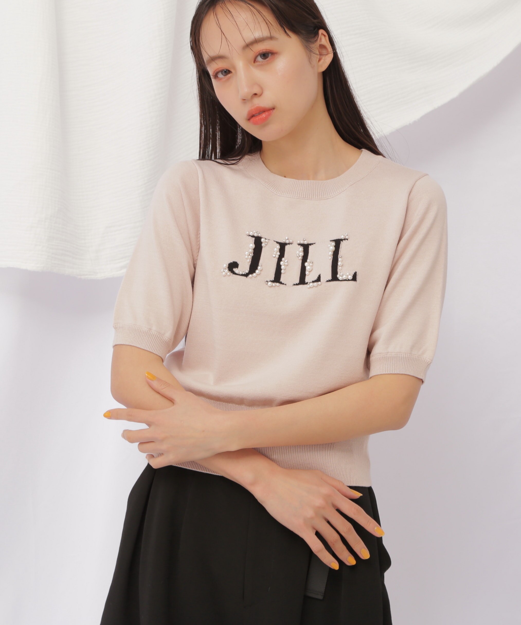 半袖ロゴジャガードビジューニット|JILL by JILL STUART(ジル バイ