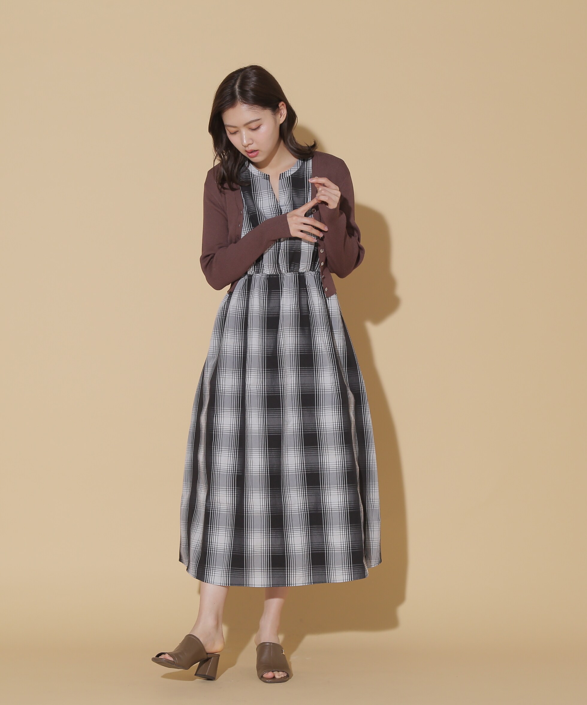 【公式/JILL by JILL STUART】モノトーンBIGチェックワンピース/ウィメンズ/ワンピース/色:ブラック/サイズ:FR