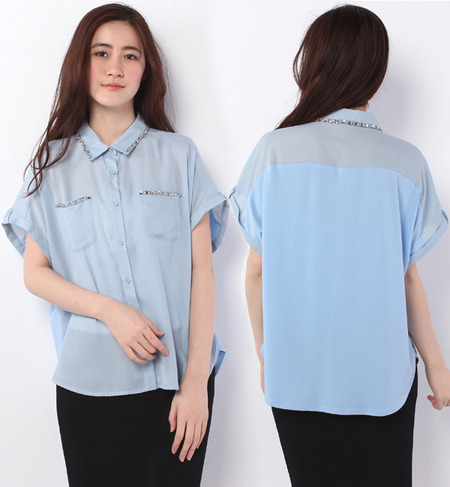 衿＆ポケット口ビジュードルマンシャツ