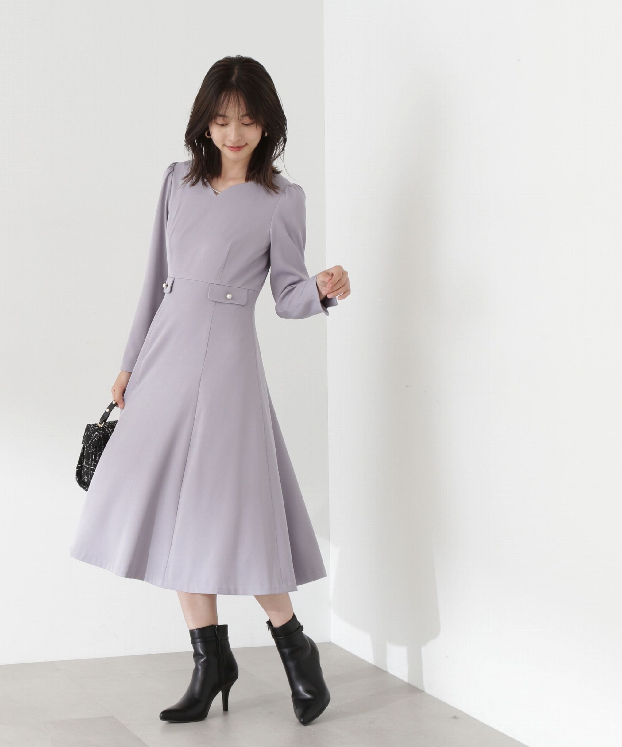 パールチェーンフレアワンピース/23AW|PROPORTION BODY DRESSING 