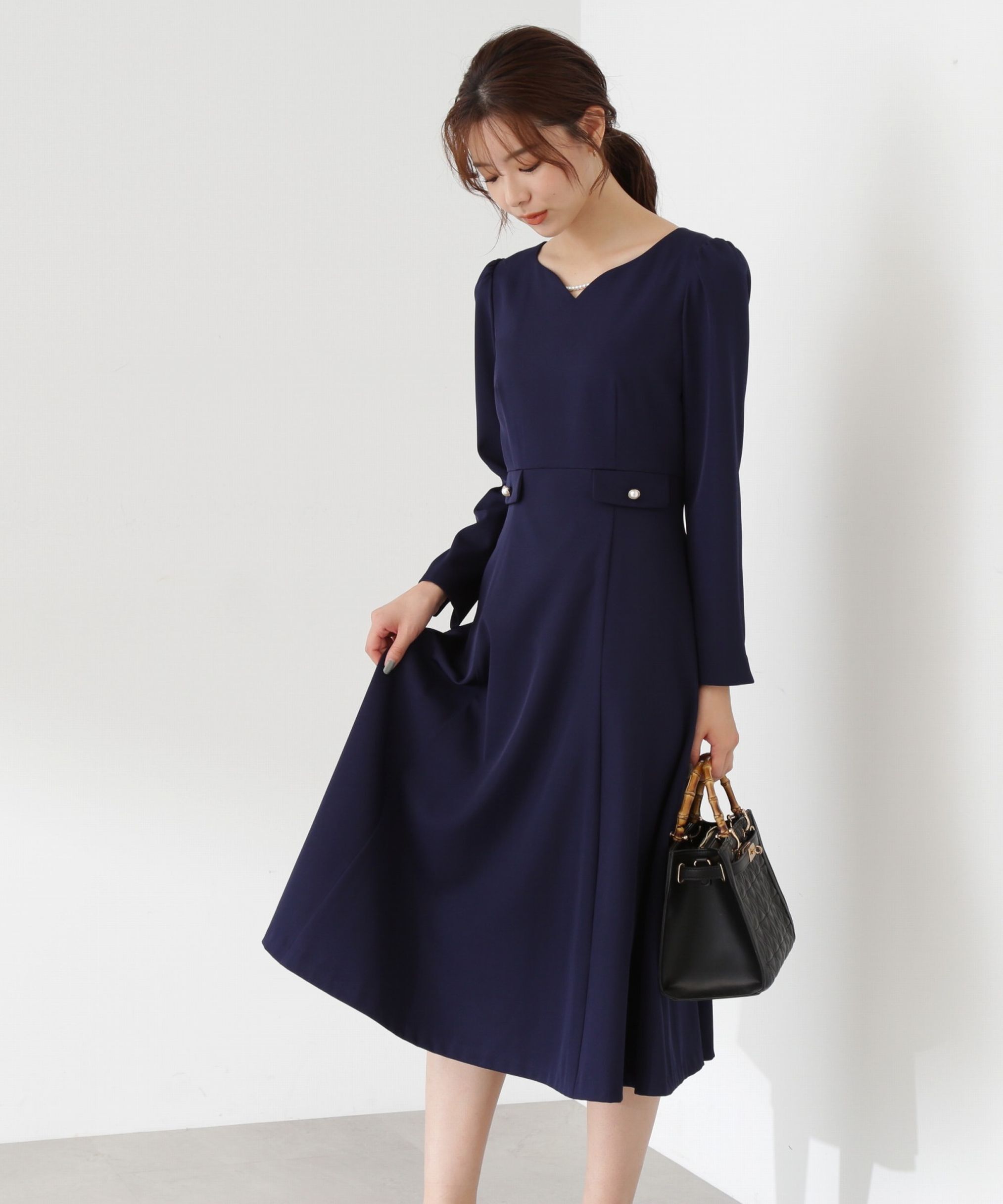 パールチェーンフレアワンピース/23AW|PROPORTION BODY DRESSING