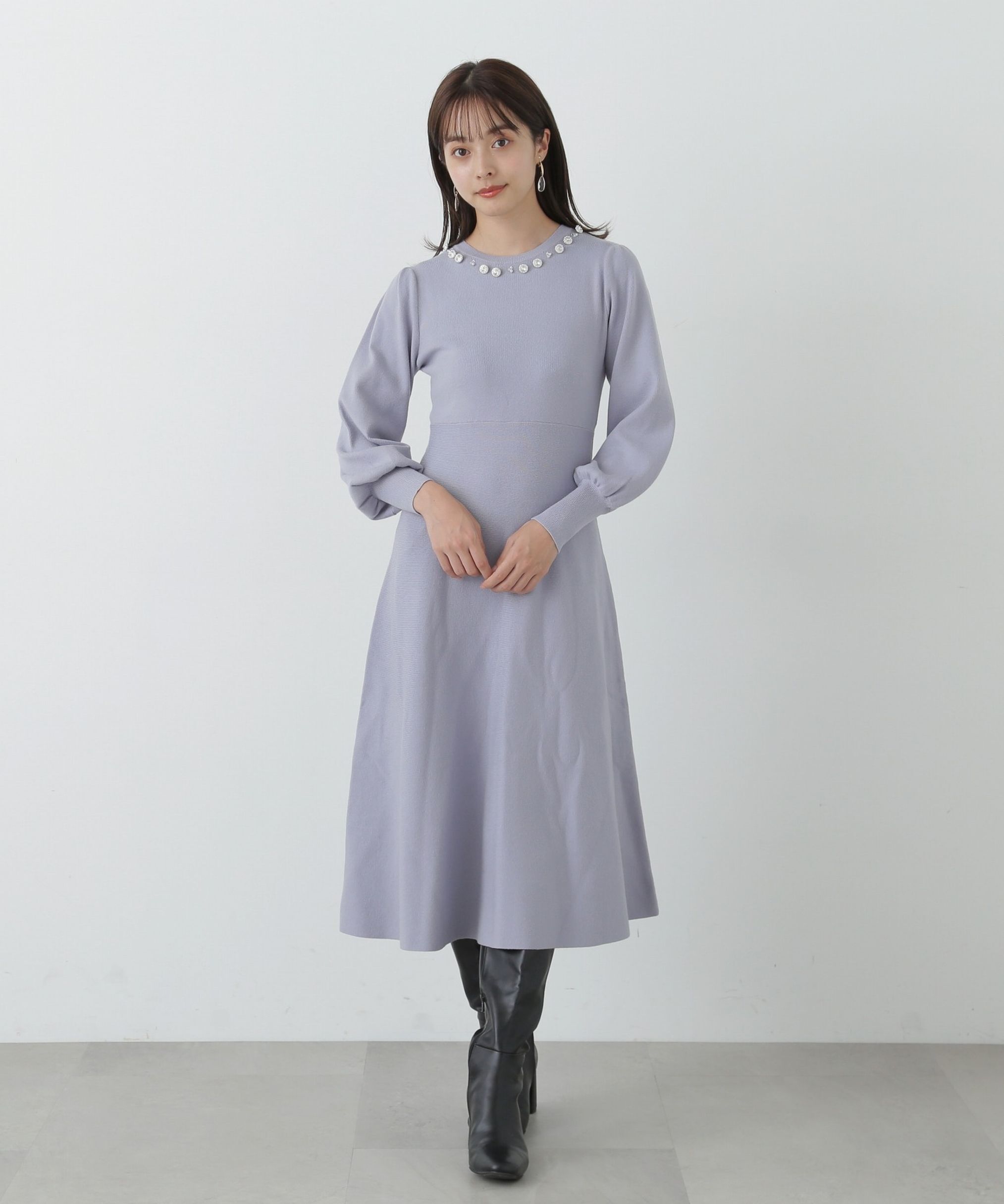 フラワービジューニットワンピース|PROPORTION BODY DRESSING