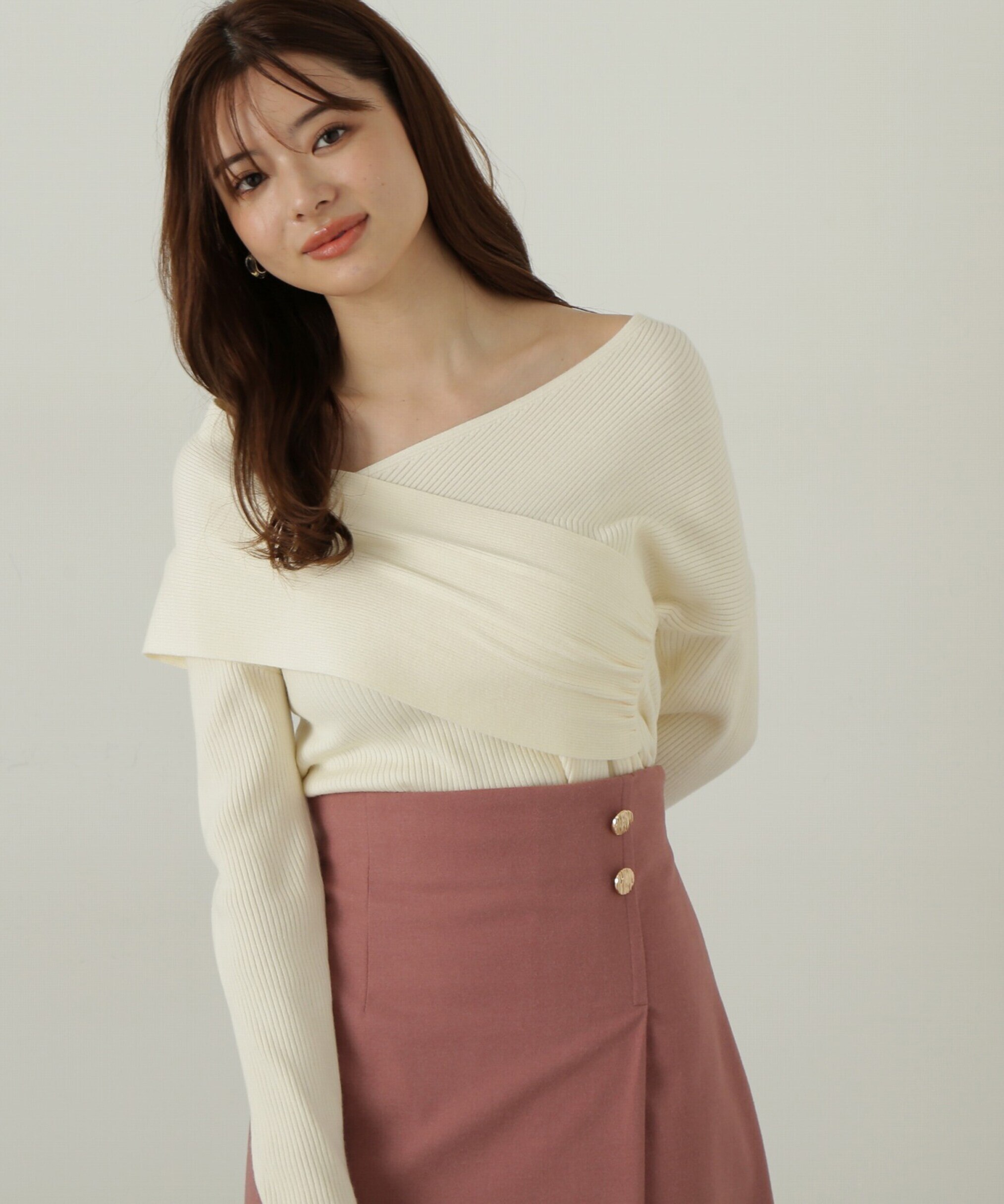 カシュクールオフショル風ニット|PROPORTION BODY DRESSING