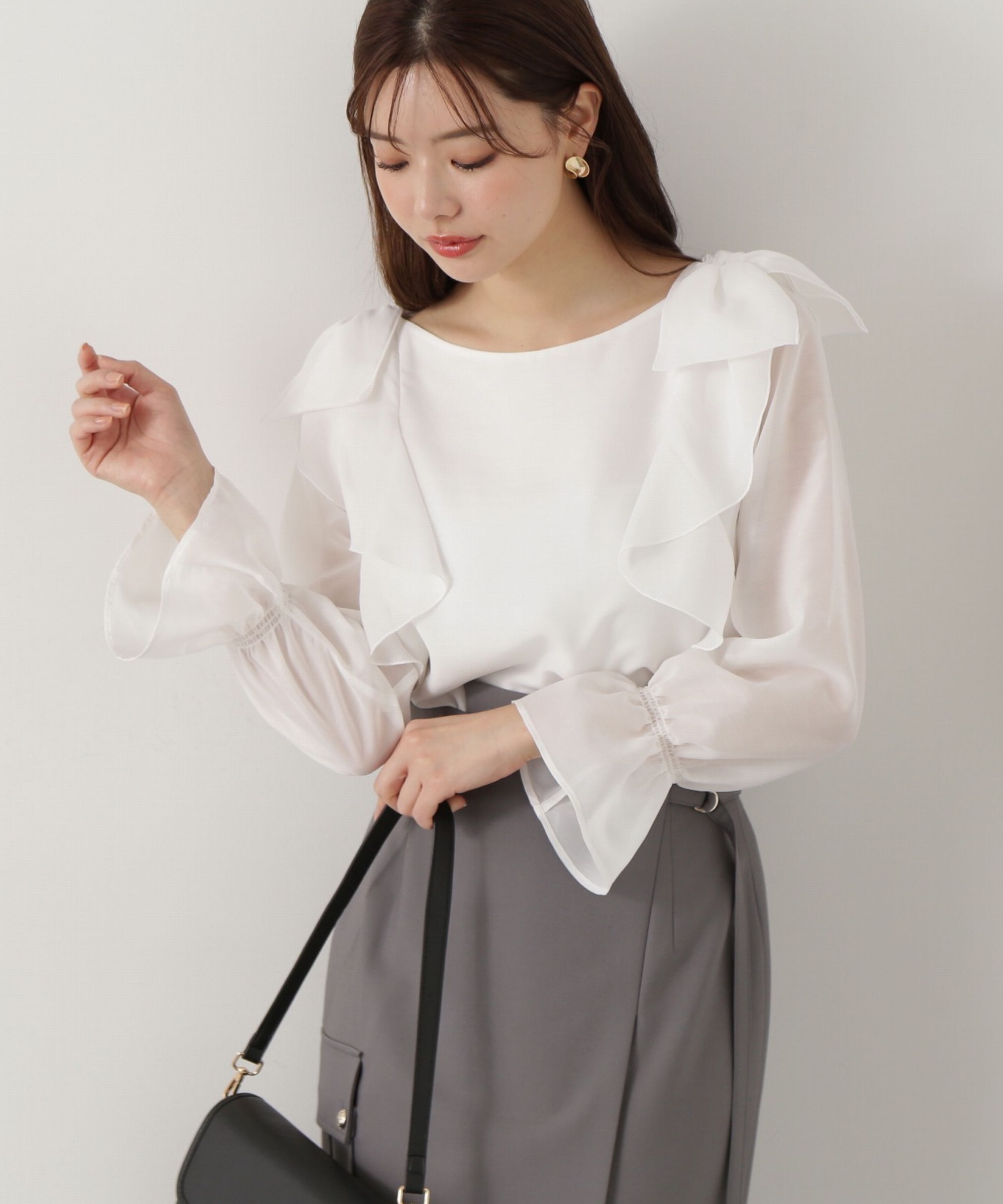 リボンラッフルブラウス|PROPORTION BODY DRESSING