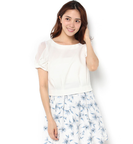 New袖リボンクロップドブラウス