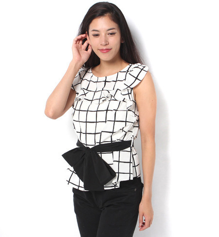 【リランドチュール/Rirandture】 ウエストリボン付フリルブラウス [送料無料]