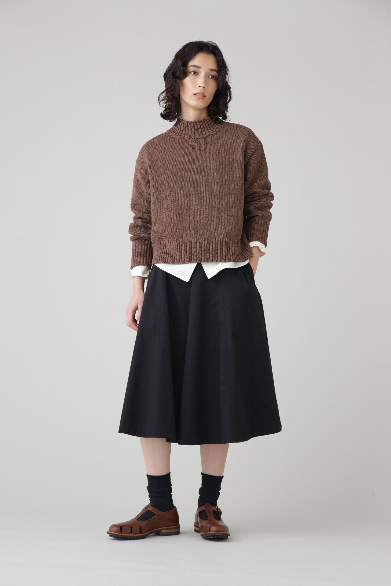 MARGARET HOWELL WASHED COTTON SATINスカート-