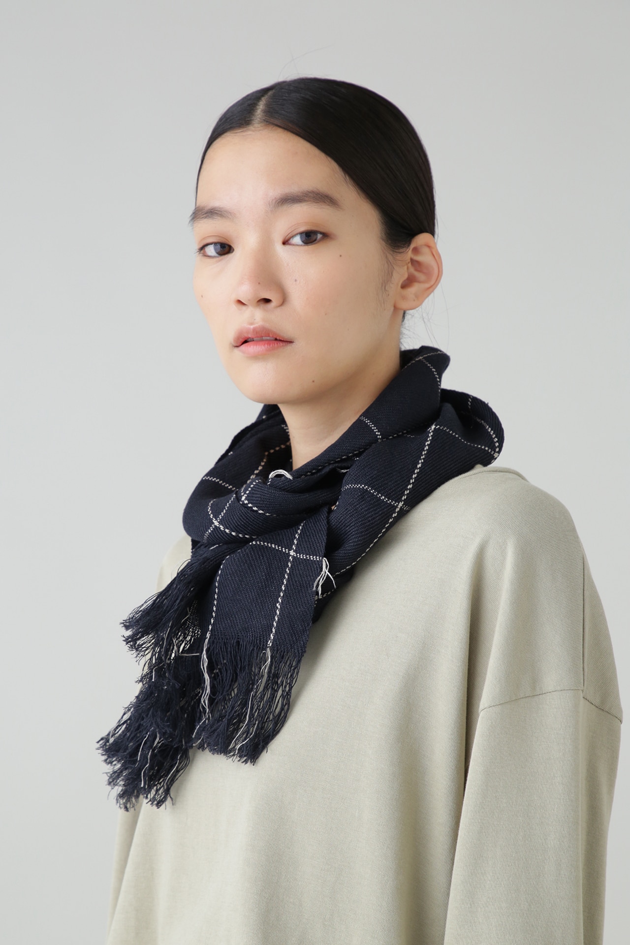 OVERSIZED GRAPH CHECK SCARF|MARGARET HOWELL(マーガレット・ハウエル