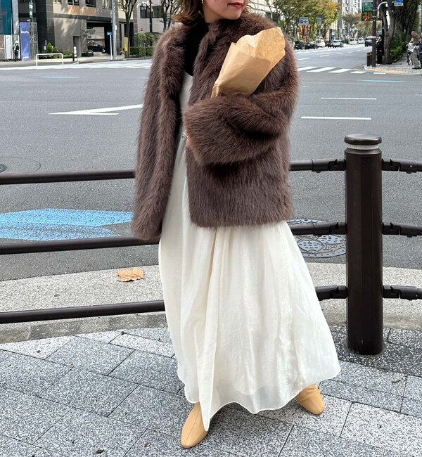 SHAGGY FUR NO COLLAR COAT シャギー ファーコート-