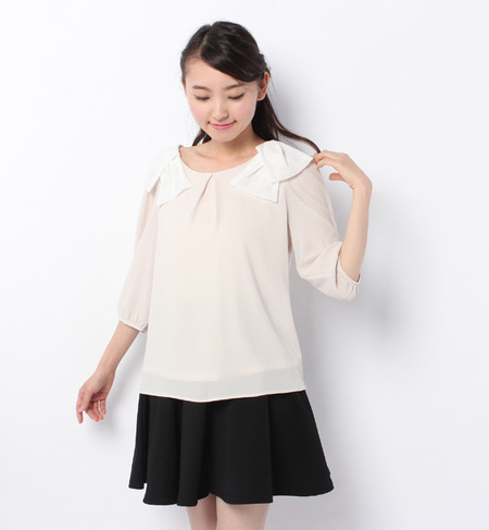 肩リボンモチーフブラウス(4R13-0639)