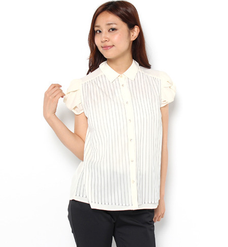 配色半そでシャツブラウス（5R13-881117)