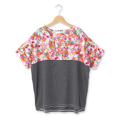 【シューラルー/SHOO・LA・RUE】 フラワープリント切り替えカットソー [3000円(税込)以上で送料無料]