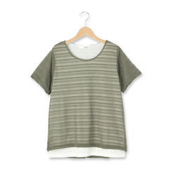 【シューラルー/SHOO・LA・RUE】 シャドーボーダーレイヤード風カットソー [3000円(税込)以上で送料無料]