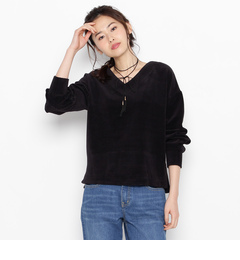 【シューラルー/SHOO・LA・RUE】 ストリングチョーカー+コーデュロイカットソー [3000円(税込)以上で送料無料]