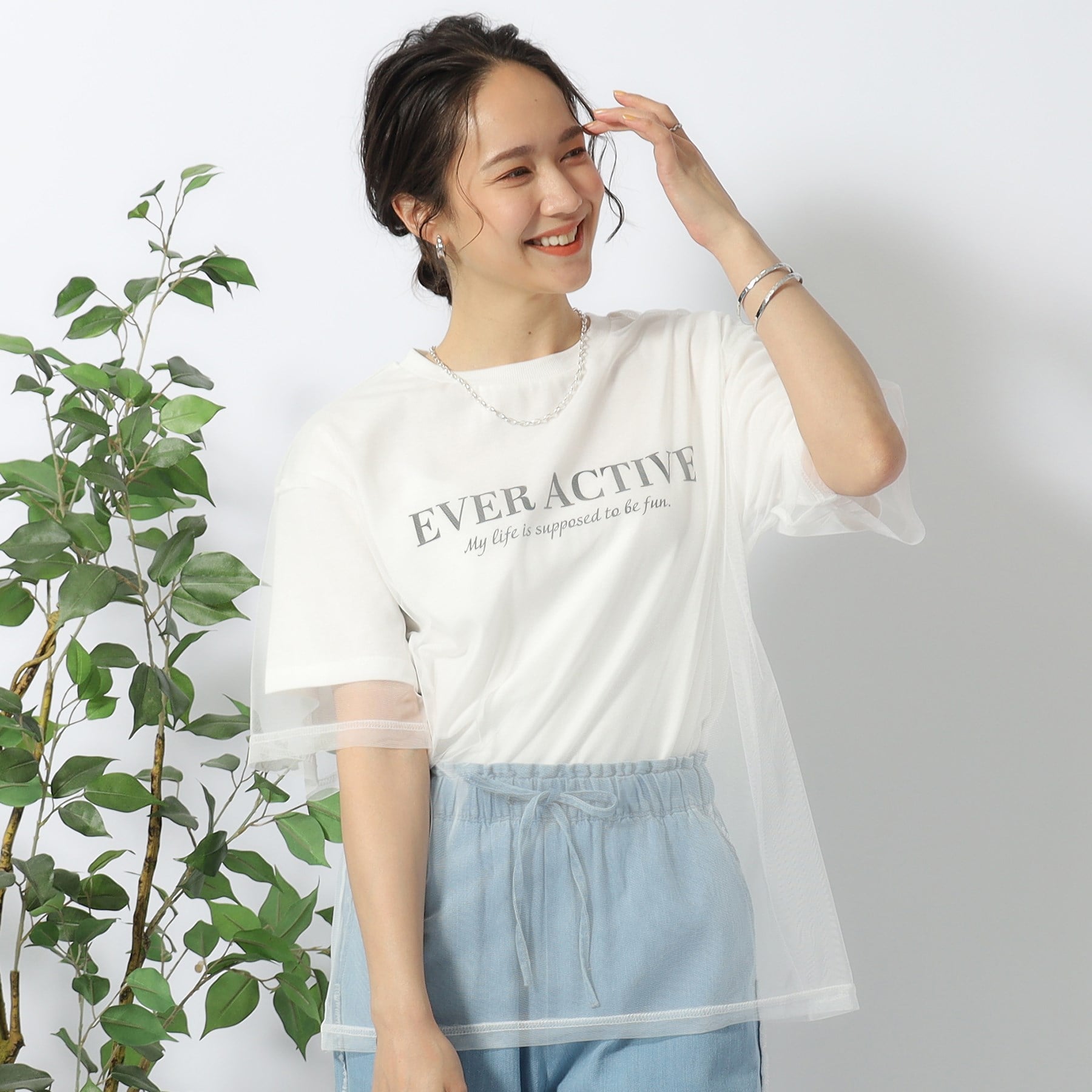 洗える】一枚で旬コーデがつくれる チュールドッキングTシャツ|SHOO・LA・RUE(シューラルー)の通販｜アイルミネ