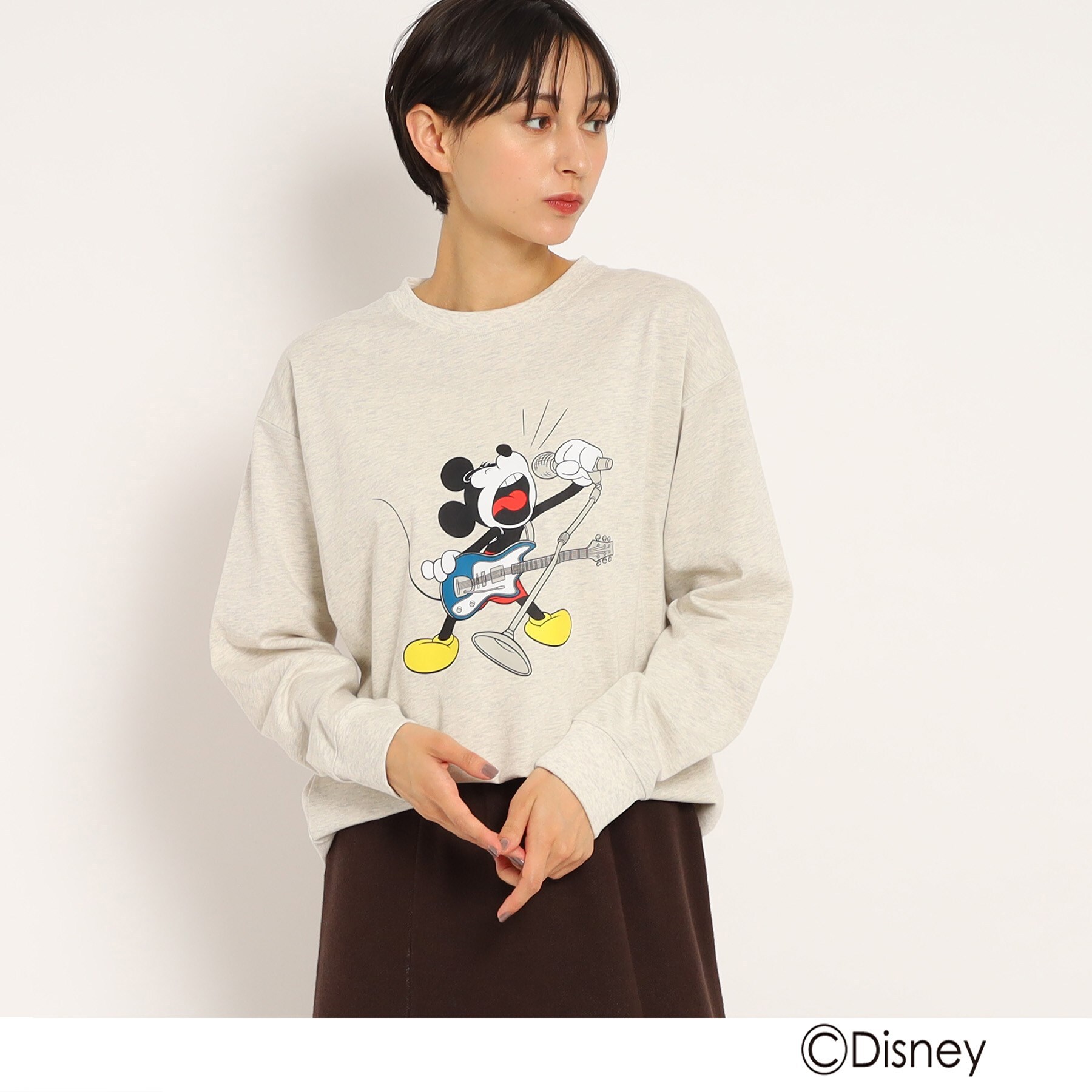 Disney】ミッキーマウス/ミュージック ロングスリーブTシャツ（UNISEX