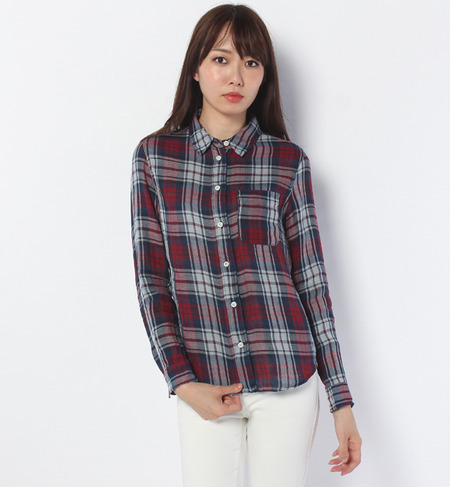 indigo gauze RED check SH