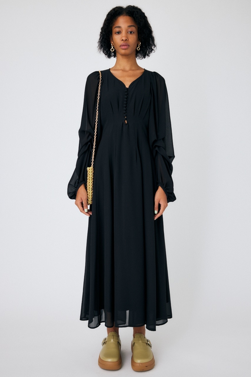 MOUSSY（マウジー） VOLUME SLEEVE ロングドレス GRN-