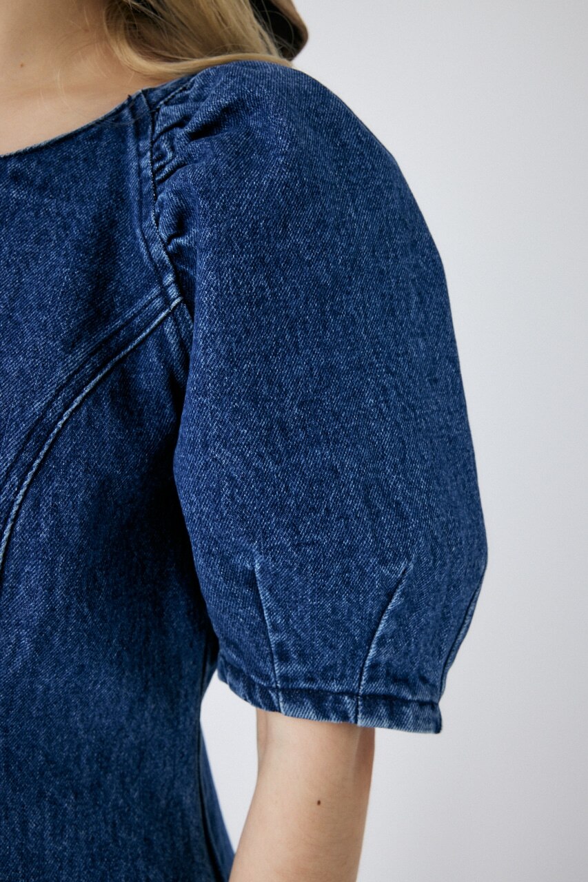 GATHER SLEEVE DENIM MINI ドレス|MOUSSY(マウジー)の通販｜アイルミネ