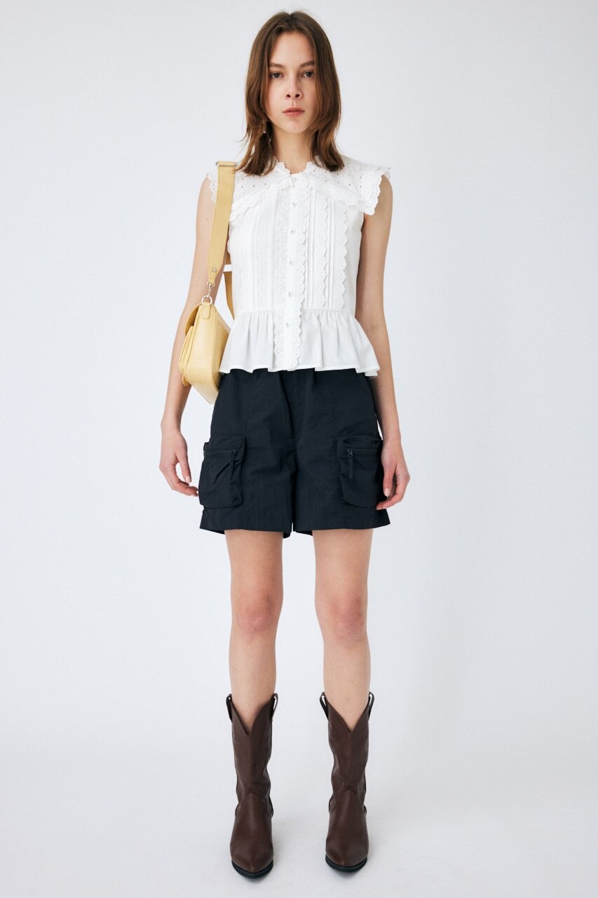 COTTON EYELET SLEEVELESS ブラウス|MOUSSY(マウジー)の通販｜アイルミネ