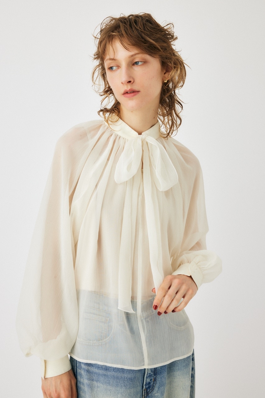 BACK RIBBON SHEER ブラウス|MOUSSY(マウジー)の通販｜アイルミネ