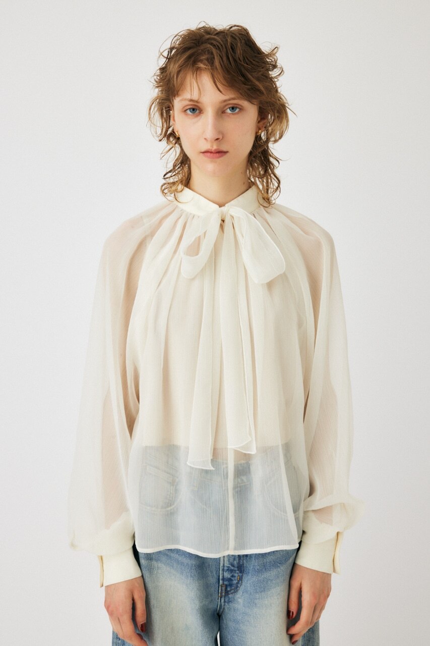 BACK RIBBON SHEER ブラウス