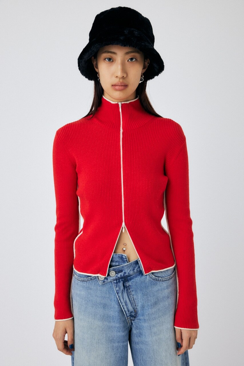 BI COLOR ZIP UP RIB ニット|MOUSSY(マウジー)の通販｜アイルミネ