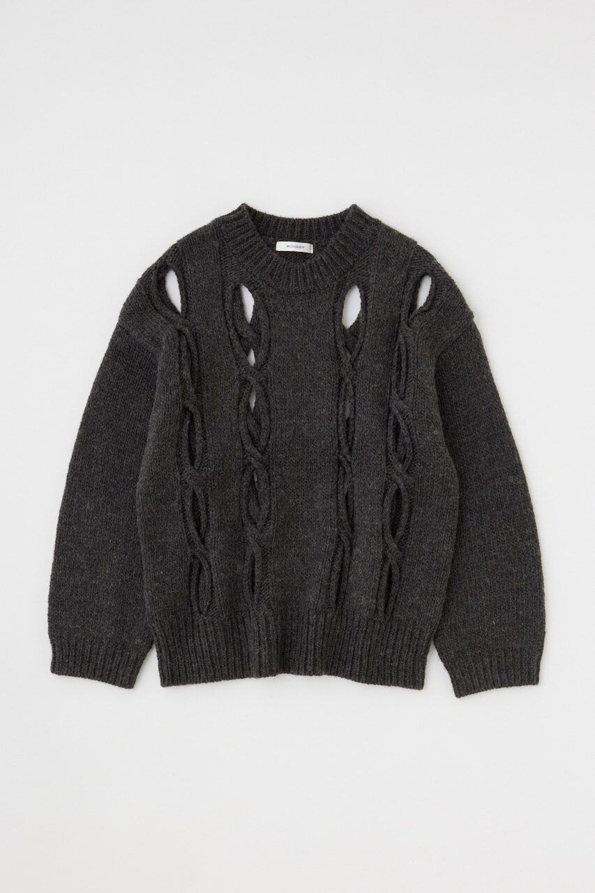 MONSE】BLACK cut-outデザイン WOOL SWEATERネックハイネック - ニット