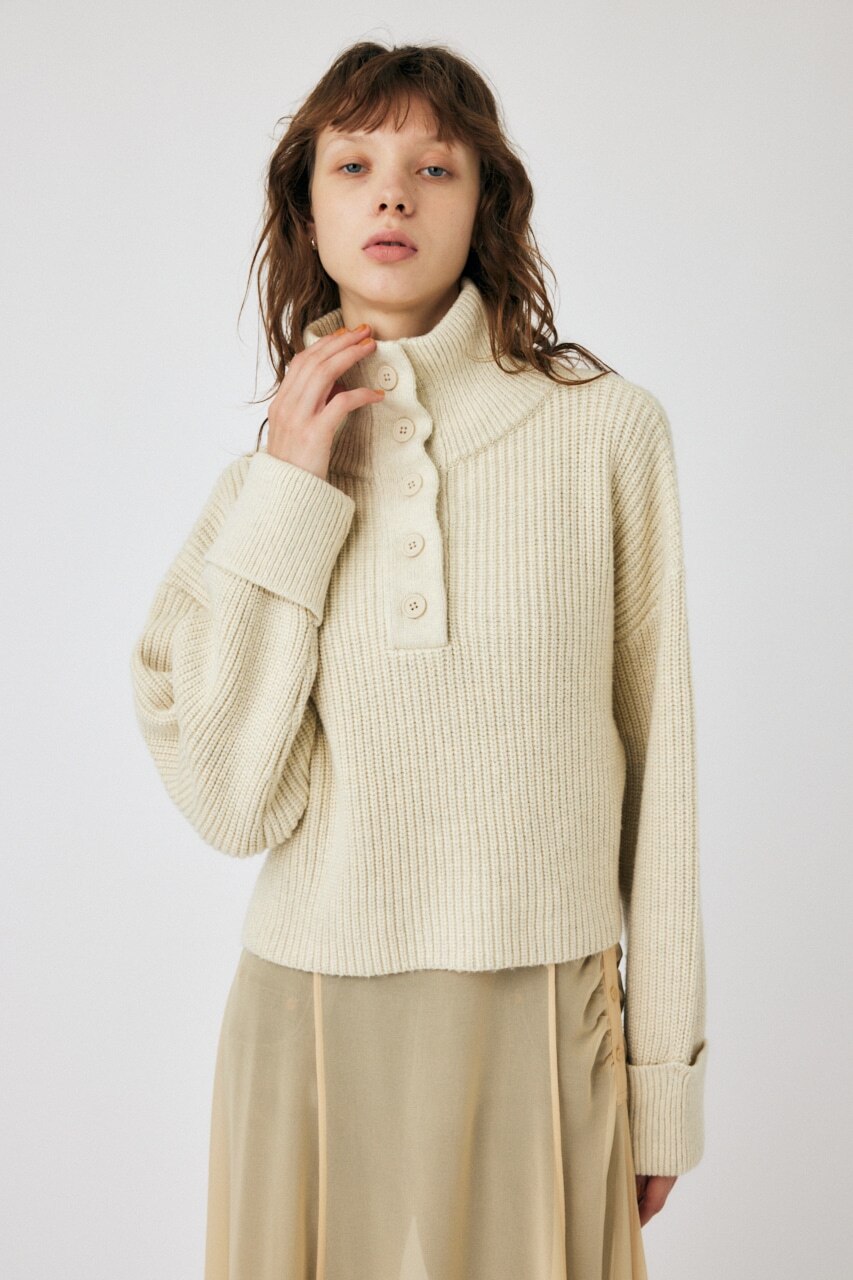 BUTTON UP HI NECK KNIT トップス|MOUSSY(マウジー)の通販｜アイルミネ