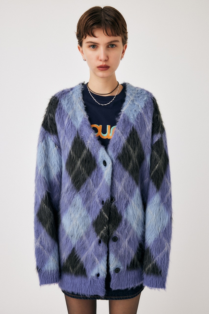 SHAGGY KNIT ARGYLE カーディガン|MOUSSY(マウジー)の通販｜アイルミネ