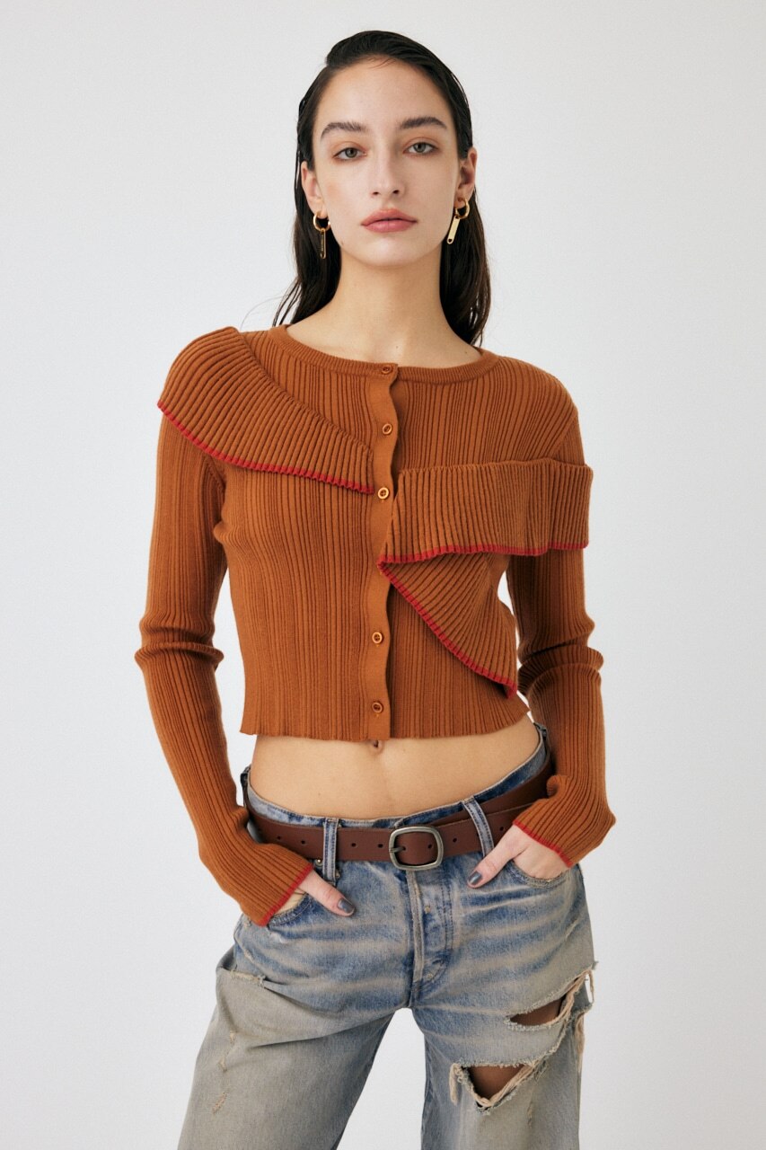 FRONT BUTTON FRILL KNIT トップス|MOUSSY(マウジー)の通販｜アイルミネ