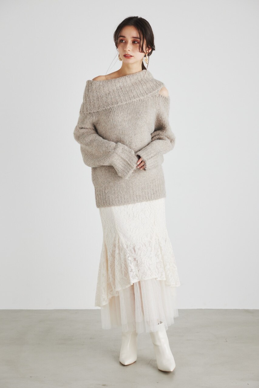 メール便送料無料05 新品 rienda アシンメトリールーズNC Knit TOP