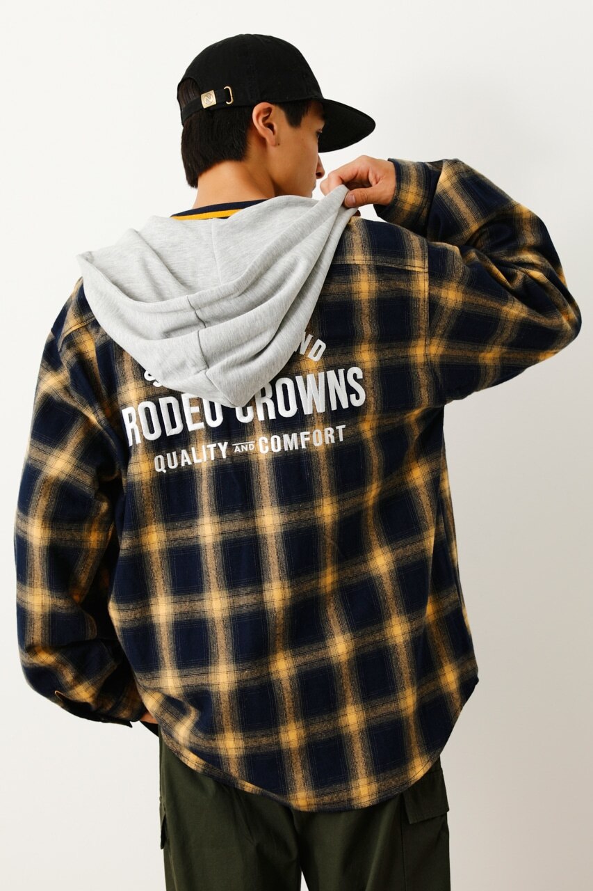 フード付きオンブレーチェックシャツ|RODEO CROWNS(ロデオクラウンズ