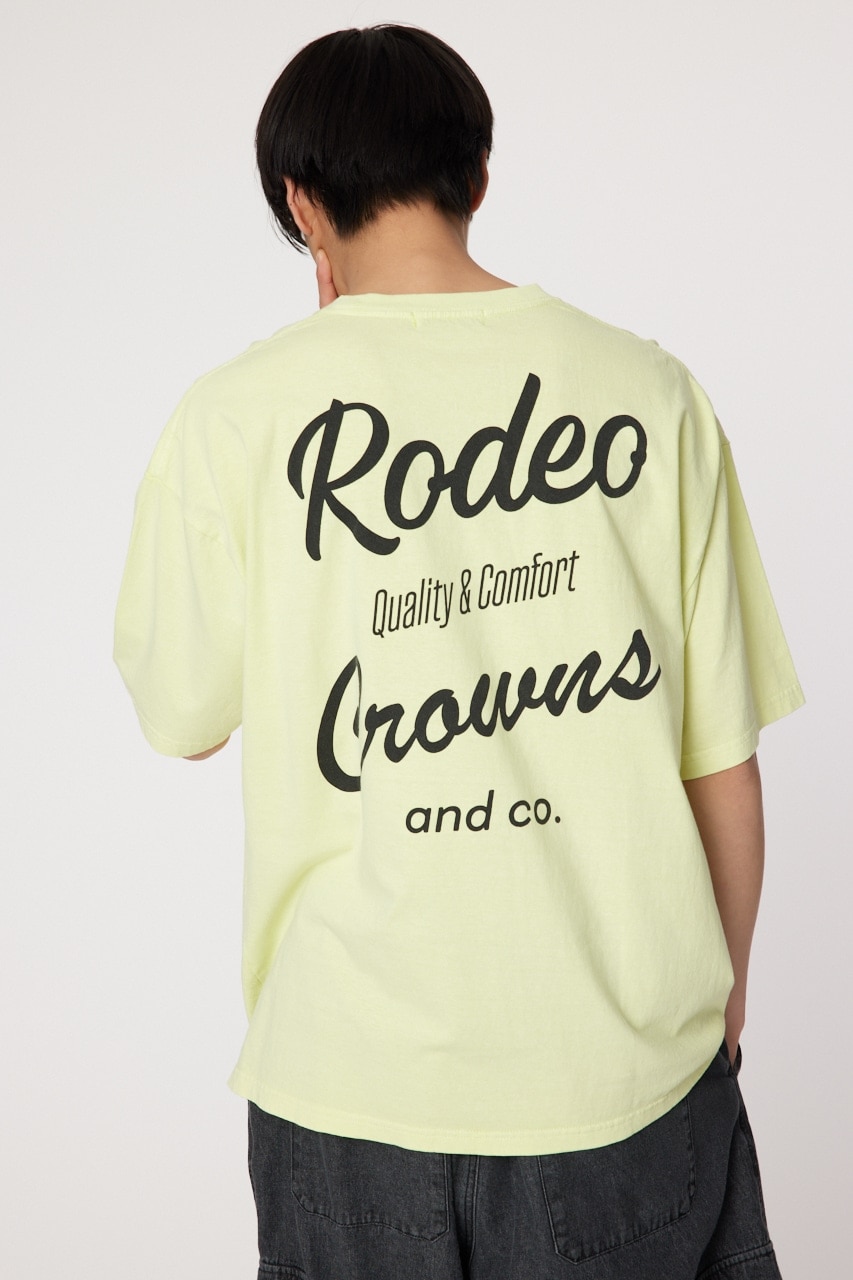 ◇ RODEOCROWNS ロデオクラウンズ 楽し クルーネック オーバーサイズ 半袖 Ｔシャツ サイズF イエロー メンズ