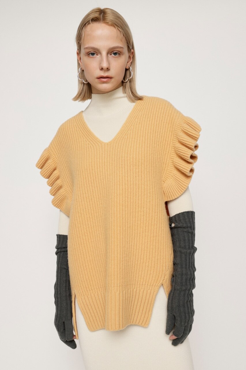 WOOL ARM FRILL V／N RIB ベスト