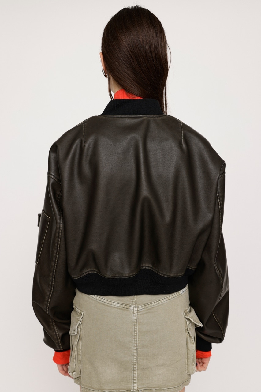 SLY VINTAGE F／LEATHER CROP ブルゾン - アウター