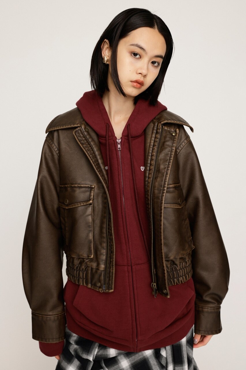 AGING F／LEATHER FLIGHT ジャケット|SLY(スライ)の通販｜アイルミネ