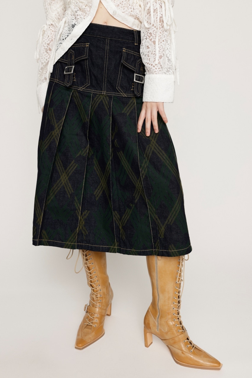 定番 L／W ミドルスカート（SLY）｜ルミネの PLEATS CHECK PRINT スカート