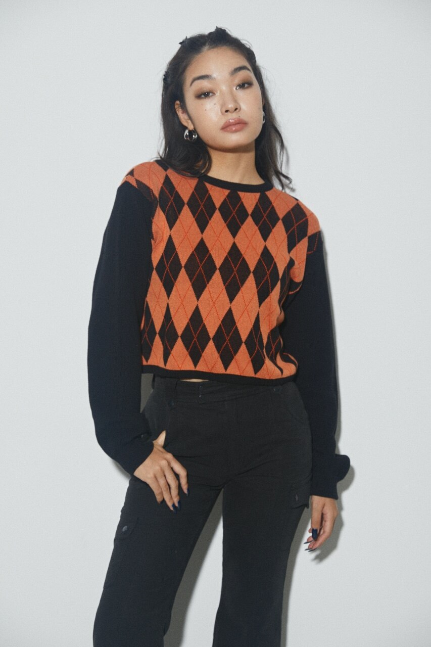 ARGYLE CROPPED KNIT|LAGUA GEM(ラグア ジェム)の通販｜アイルミネ