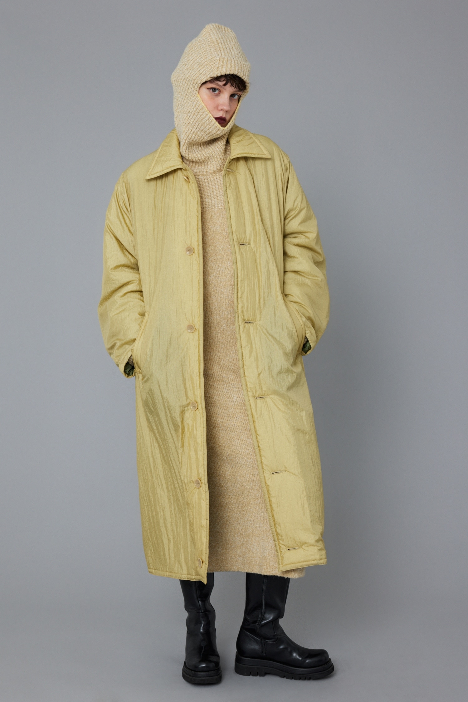 Long soutien collar coat | ヘリンドットサイ(HeRIN.CYE) | 530GAM30