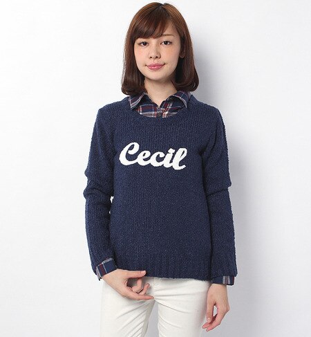 CECIL McBEE(セシルマクビー)チェックシャツ＋ロゴニットSET 312061024