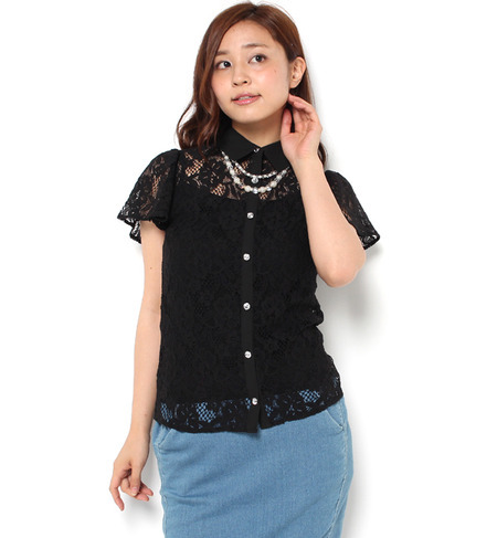 CECIL McBEE(セシルマクビー)ビジューボタンレースブラウス311042005